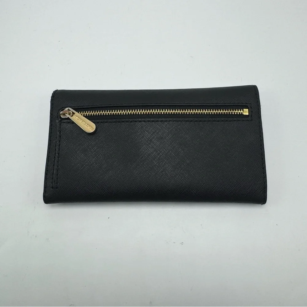 Michael Kors Jet Set Travel Crossgrain Leather Tri-Fold Wallet Black - Picture 3 of 9